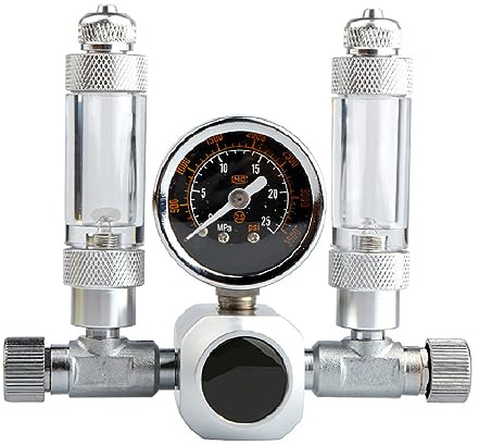 Fish Tank CO2 Regulator, Adjustable Pressure Aquatic Plant CO2 System with Double Check Valve for Fish Tank Aquarium, G5/8 Interface