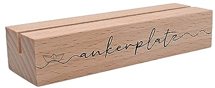 Interluxe Kartenhalter - Ankerplatz Wellen - Grußkartenhalter Meer Fotohalter Kartenständer Tischkartenhalter aus Holz