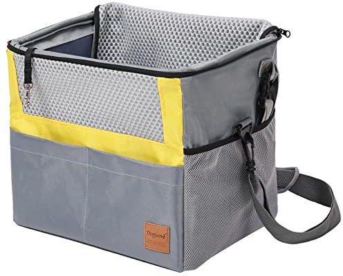 Fahrrad Korb, Hundekorb, Front Pet Basket, Fahrrad Träger, Atmungsaktive Fahrrad Lenkertasche mit 3 Seitentaschen, Katze Hund Rucksack Tasche für Radfahren, Wandern, Reisen,