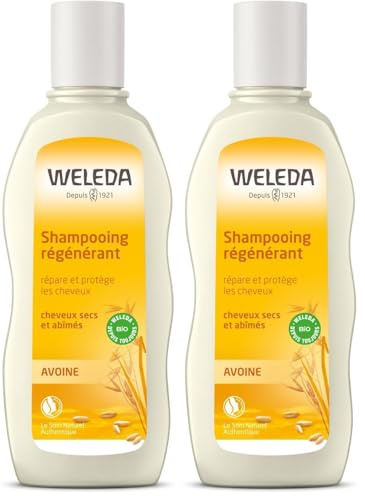 WELEDA Bio Hafer Aufbau-Shampoo, Naturkosmetik Pflegedusche für strapaziertes und trockenes Haar, Haarshampoo glättet die Haare und mindert Haarbruch und Spliss (1 x 190 ml) (Packung mit 2)