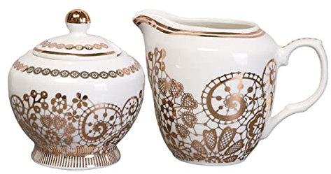 Vaso per zucchero in ceramica, zuccheriera, salier con coperchio e lattiera, set lattiera e zucchero, lattiera e zuccheriera, lattiera zuccheriera, set for servire caffè, lattiera-crema ( Color : Milk