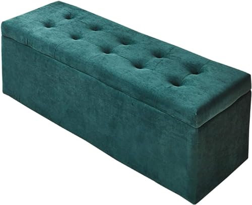 CATANK Brandschutz-Falthocker mit Stauraum, bequemer Sitz, weicher Flanell, mit Klappe, rechteckiger Sofahocker, getuftete Dekoration, 150 kg Belastung, 100 x 40 x 40 cm, Ottomane (Farbe: