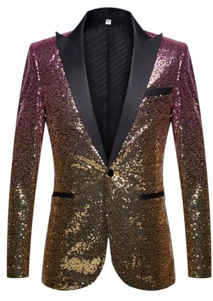 Capodanno Riunione di Fine Anno Festa di Famiglia Degli Uomini Oversize Casual Danza Paillettes Vestito di Modo Giacca Abiti Haptici, rosa, L