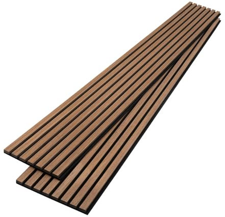 Kieacia Wood Slat Acoustic Panels for Wall and Ceiling | 3D Slat Wood Panels| Decorative Soundproof Paneling | Noise reduction | 94.49x 23.62 Each Box - Dark Walnut