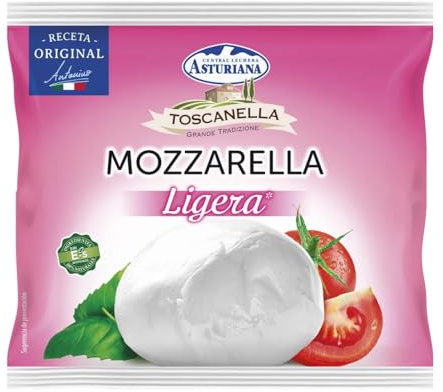 Mozzarella Toscanella Central Lechera Asturiana – Clásica, Ligera y Sin Lactosa 100g – Envío Refrigerado (6 Bolsas de 100g., Mozzarella Ligera 100g)