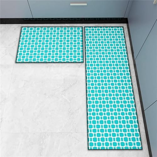 Küchenteppich Blau Grün Küchenläufer,Teppich Für Küchenteppich Waschbar rutschfest, Fussmatte Aussenküchenfußmatten Mikrofaser Waschbar In Waschmaschine 50X80