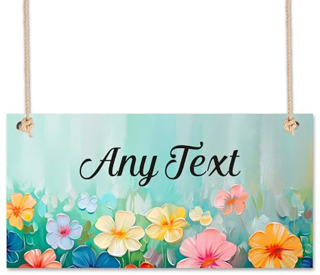 Personalised Signs Wooden Hanging Plaque with Any Text Garden Signs Door Wall Sign Garden Decor Home Decor Signs Plaques for Outside Welcome Sign Gardening Gifts (Design 2)