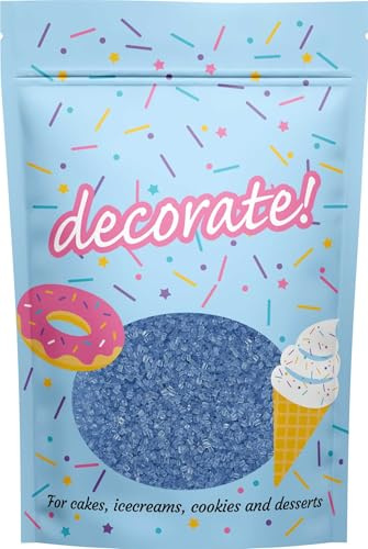 decorate! - Sparkling Sugar - Light Indigo Blue Cake Topper Sprinkles - 500g Edible Sugar Crystal Cupcake Decorations - Party Sprinkles, For Mermaid, Bluey and Stitch Themed Cakes and Bakes