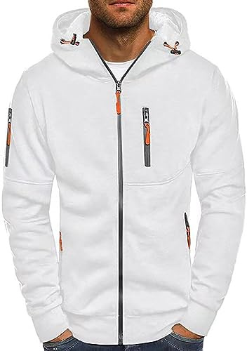 Felpa con cappuccio da uomo con cappuccio, sottile, da uomo, con cerniera, estiva, casual, per attività all'aria aperta, a maniche lunghe, autunno, fitness, jogging, con chiusura lampo