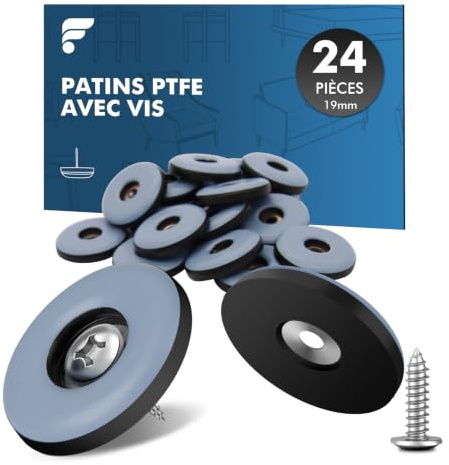 shinfly Teflongleiter Set mit Schrauben - 24 Stück Ø19mm Blau Rund | PTFE Möbelgleiter für Stühle und Schwere Möbel, Optimaler Schutz für Ihre Möbel parkett, Fliesen und Böden