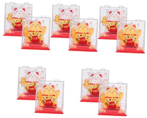PRETYZOOM 10 STK Glückliche Katze Tiere Katze Katzenfigur Dekoration Desktop-reichtumskatzenfigur Exquisiter Katzen-wellenarm Glückverheißende Katzenstatue Winkende Katze Pp