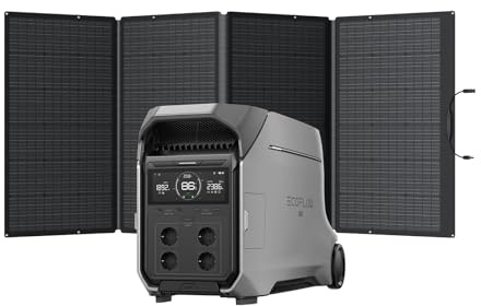 EF ECOFLOW DELTA Pro 3 Power Station, 4096Wh LFP Battery&400W Solar Panel | Expandable to 12kWh, 230V 4000W AC Output, Solar Generator for Home Use, Camping Accessories, Emergencies, RVs