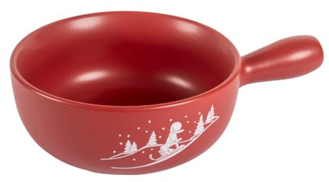 Kuhn Rikon Caquelon Winterspass - Fonduetopf aus Keramik, Rot, 23 cm