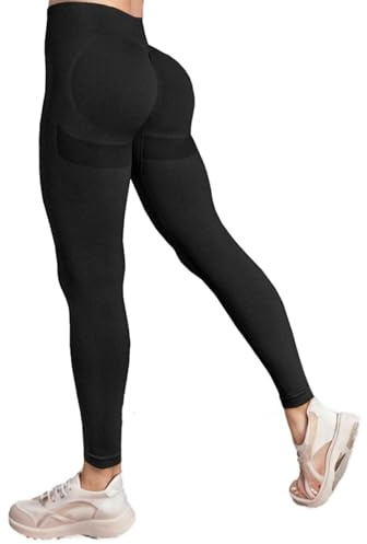 HAGOT Leggings de Sport Femme, Taille Haute Pantalons de Yoga, Push Up Butt Lift Leggings, Opaque Leggings, pour Gym Fitness Jogging