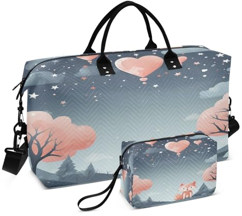 LINNIKEEEE Süßer Lustiger Cartoon Fuchs Reise-Seesäcke, Sporttasche, Weekender Handtasche mit Kulturbeutel für Damen Mädchen Herren