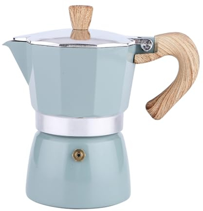 SHOWERORO Octagonal Coffee Pot Mocha Coffee Maker Thickened Aluminum European Style Light Green 3-Cup Capacity for Home and Travel