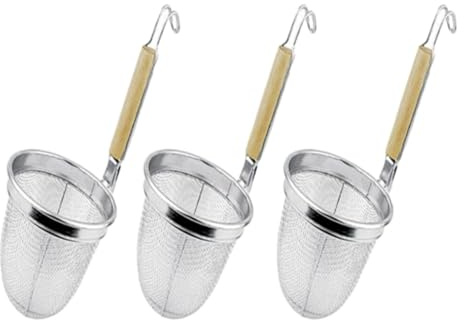 3 cestas divisoras para pasta, separador de pasta de acero inoxidable, separador de pasta de acero inoxidable con mango espumadera, cesta para cocinar pasta para tallarines y albóndigas, colador de