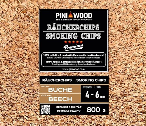 PINI 800 g di trucioli per affumicatura in faggio, 4-6 mm