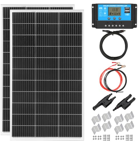 XINPUGUANG 300W Kit Panneau Solaire 12V Mono pour Bateau Camping-Car | Type N, 2x150W, 30A regulator, 25% high efficiency, waterproof tempered glass, 25-year warranty, for cars and RVs