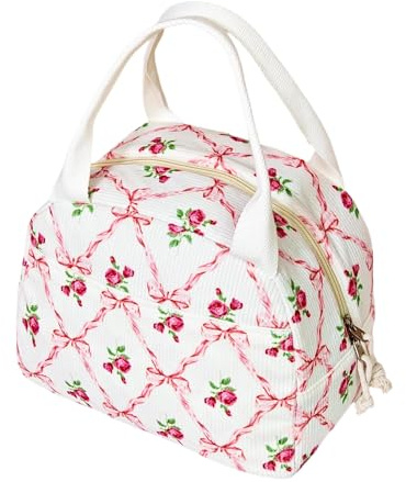 Hnonoxy Lunchtasche Isolierte,Tragbare LunchTaschen-Kompakt & Platzsparend,Kord Mittagessen Tote Handtaschen, Vielseitig Lunchbox Tasche für Schule,Arbeit,Picknick und Reise