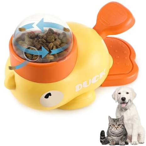 Slow Feeder Hund Spielzeug Entenform Interaktive Futterspender Ente Futterspender 2-in-1 Entenform Hund Slow Feeder Spielzeug Duck Dog Treat Food Dispenser für Haustier Leckerlis Futterspenden