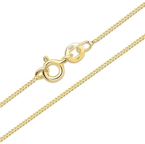 Amberta Halskedja i Äkta 925 Sterlingsilver för Kvinnor och Män | Supertunn, Nätt Och Hållbar - Box, Pansar, Singapore, Kulor, Ormkedja, Gemkedja 40/45/50/55/60 cm: 45 cm guld pansarkedja halsband