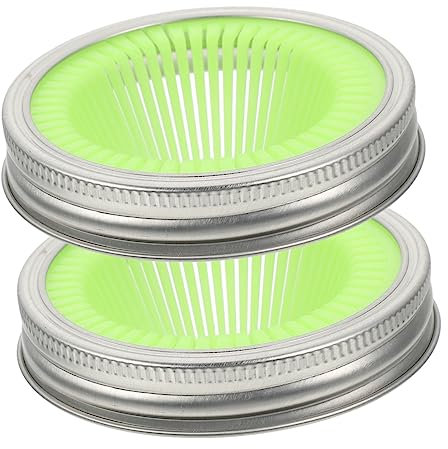 UTHCLO 86mm Wide Mouth Sprouting Lids for Jars Stainless Steel Mesh Jar Screens Reusable Sprout Maker Caps 2pcs Set Green Home Seed Sprouting