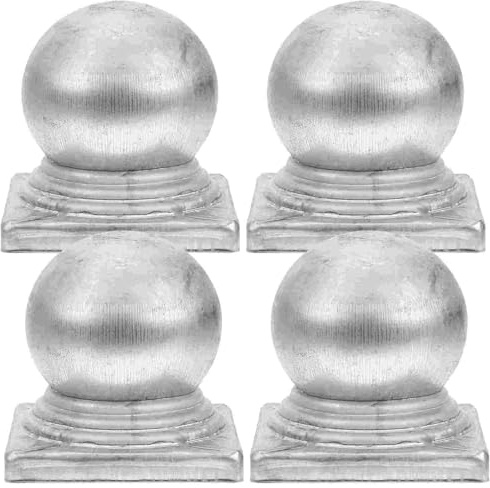 Chapeau Poteau Bois,Capuchons De Poteau Lot de 4 capuchons poteaux clôture en métal, forme boule, protecteur