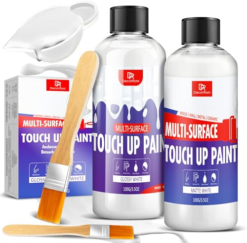 Touch Up Paint, 200g White Enhanced Glossy & Matte Touch Up Paint Pen, Wall Paint Fast Curing Odorless, Water Based for Repairing Chips and Scratches, Cabinet, Furniture, Wood, Metal, Ceramic
