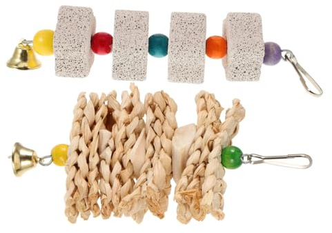 DOITOOL Kauspielzeug für Papageien aus Sepiaschale und Vulkangestein 2 Stück Vogelspielzeug zum Zähne Schleifen und Beißen für Haustiervögel Zufällige Farbe