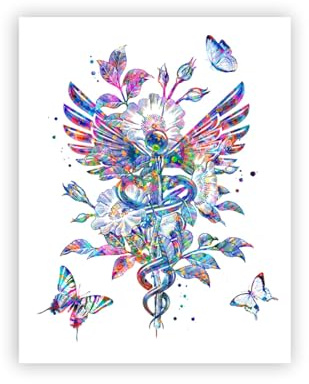Supkancl Regalo Medico Anatomia Medica Cervello Cuore Polmoni Acquerello Stampe d'Arte Clinica Decorazione murale Tela Pittura Medicina Poster Decor(PC7144,20x25 cm No Frame)