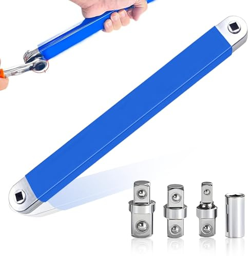 Générique Clé D'Extension Décalée Offset Extension Wrench Multifonctionnelle Cle Plate a Cliquet Extension de Douille Pliable Clé de Rallonge Avec Adaptateur D'Entraînement 1/2, 1/4 Et 3/8