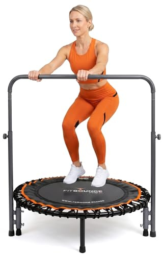 MXL FIT Bounce PRO XL Bungee Rebounder con maniglia per barra di stabilità - Mini trampolino da interno di alta qualità, rimbalzo silenzioso a basso impatto, semi-pieghevole con gambe pieghevoli in