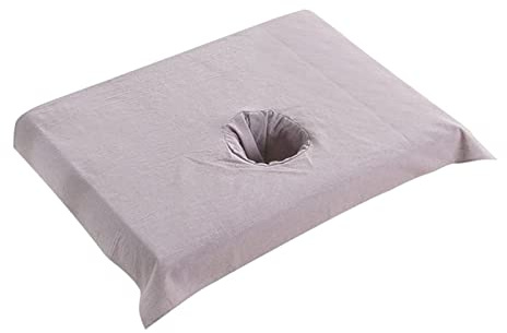 Woideklu Drap-housse En Coton pour Table de Massage avec Ouverture pour Le Visage, En Tissu éponge Doux et Confortable, Idéal pour Les Salons de Beauté et Les, Violet Gris