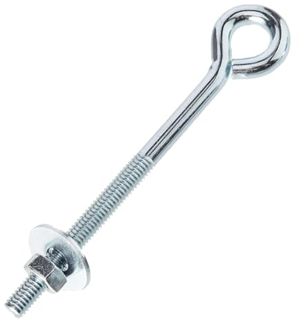 Bulk Hardware BH01769 Bullone a Occhiello in Acciaio con Dadi e Rondelle, 150 x 8 mm, Bianco