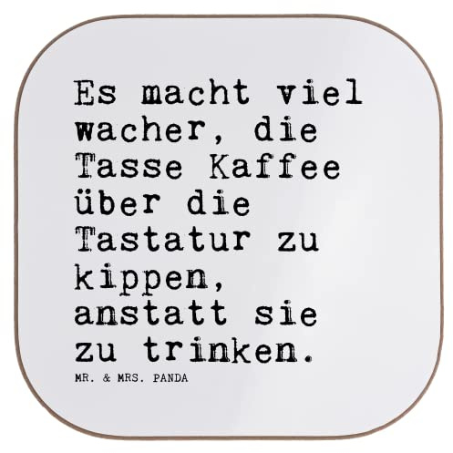 Mr. & Mrs. Panda Untersetzer für Gläser Es Macht viel wacher,... - Geschenk, Sprüche, Kollegin, Spruch Weisheiten Zitate Lustig Weisheit Worte, Tastatur, PC, Tischuntersetzer, Büro, gläseruntersetzer