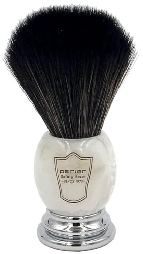 Parker Safety Razor Ultra Soft Synthetische Borste Rasierpinsel mit marmorierten Elfenbeingriff - Ständer enthalten
