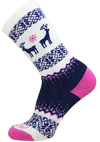 Pure Athlete Kids Merino Wool Ski Socks – Snow Sock for Boys, Girls, Children – Snowboard (1 Pair - Navy/Pink/White, S/M)
