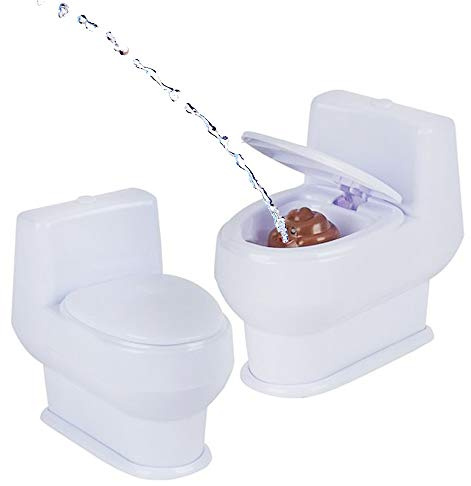 ArtCreativity Squirt Toilet Toy - 4 Inch Mini Toilet Toy for Kids & Adults with 3D Poo Emoji, Lift Seat to Spray Water, Funny Squirting Toilet Gag Gift, Prank Toy & Joke Gift for Boys & Girls