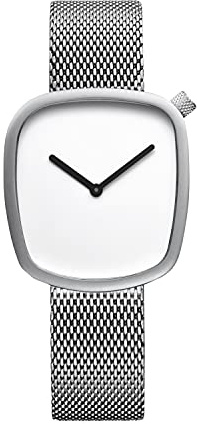 Bering Damen Quarz Uhr | Armbanduhr 34 mm Edelstahlgehäuse und Zifferblatt | Milanaisearmband | Saphierglas | 3 ATM | 18034
