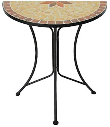 Spetebo Metall Beistelltisch mit Mosaik Platte - halbrund - Deko Gartentisch Balkontisch