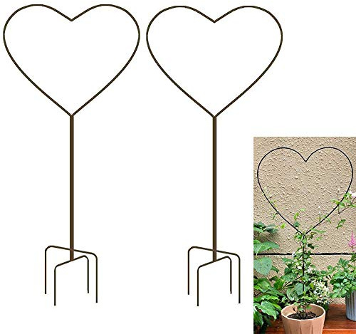 XMRSOY 2 Pack 34Inch Garden Trellis for Climbing Plants, Meatal Heart Shape Plant Support Decorative Plant Trellis Potted Vines Vegetables Flowers Rose Jasmine Pea Clematis Ivy Cucumbers