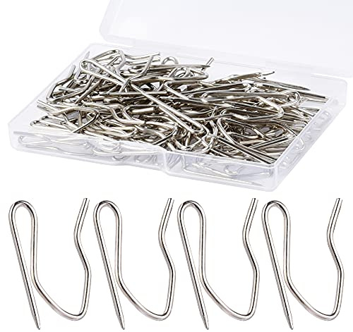 1.2 Inches Curtain Hooks, Sopito 58pcs Metal Drapery Pin and Hook for Door Window Shower Curtain, Silver