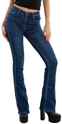 Toocool Jeans Donna Pantaloni Skinny Push up Zampa Elefante Campana XM-986 [XL,Blu Scuro]