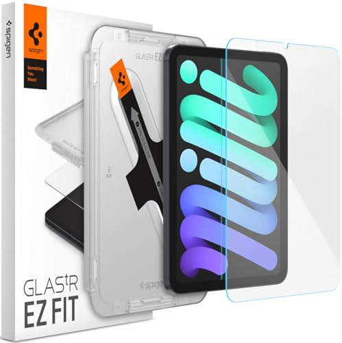 Spigen EZ Fit Schutzfolie [1P] für iPad mini 7 (2024), 8.3 Zoll | , iPad mini 6 (2021), 8.3 Zoll, Gehärtetes Glas, inkl. Installationskit, Kristallklar, Kratzfest, Hüllenfreundlich, 9H