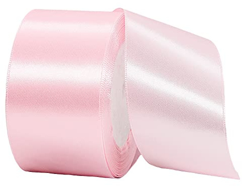 Ruban Satin Rose Gros 50mm, 22m Polyester Ruban Satin pour Nuds, Couture, Artisanat, Bouquet, Decoration de Mariage, Voitures, Anniversaire, Gateau