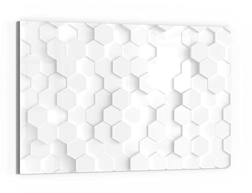 DEQORI Glas-Magnettafel | 90x60 cm groß | Motiv 3D-Wabenmuster | Memo-Board aus Glas | Magnetboard inkl. Magnete, Stift & Tuch für Küche & Büro | Tafel magnetisch & beschreibbar