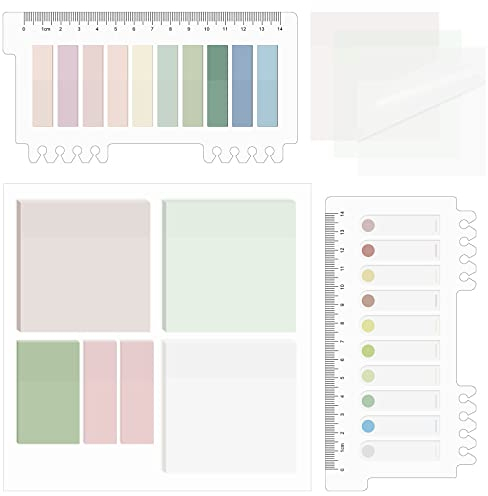 MOGADEE® 700 Stück Haftstreifen Transparent, 6 Morandi 3 Größen Transparente Haftnotizen mit 2 Sets Morandi Sticky Tabs, Annotating Tabs Transparent, Index Tabs, Book Marks für Büro Schule Zuhause.