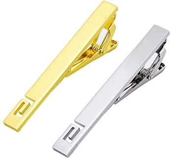 KAYLRE KALUROIL 2 PCS Krawattennadel, klassischer Business-Stil, Krawattenklammer für Herren(Gold + Silber)