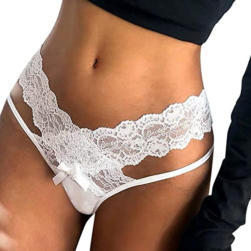 XIUH String Élastique Femme Slip Thong Ouvert Sexy Chic Dentelle Coquine Hot Tanga Culotte Hipster Érotique Nuisettes Transparente